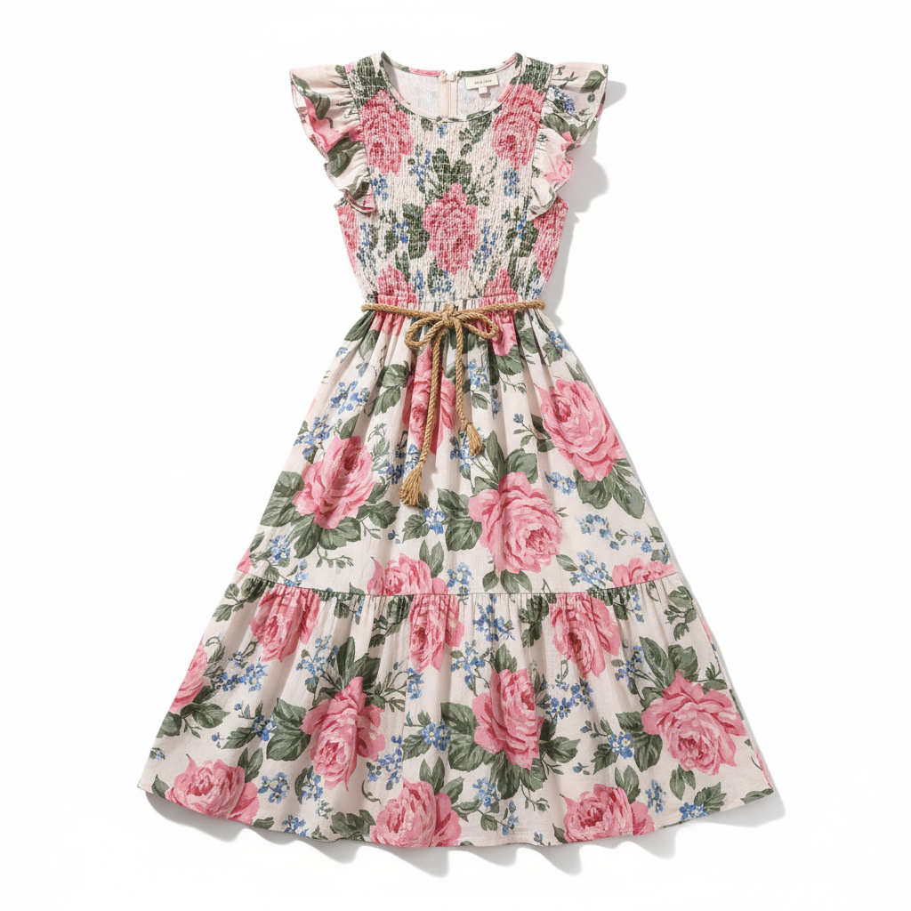 Women's Floral Summer Dress on white background