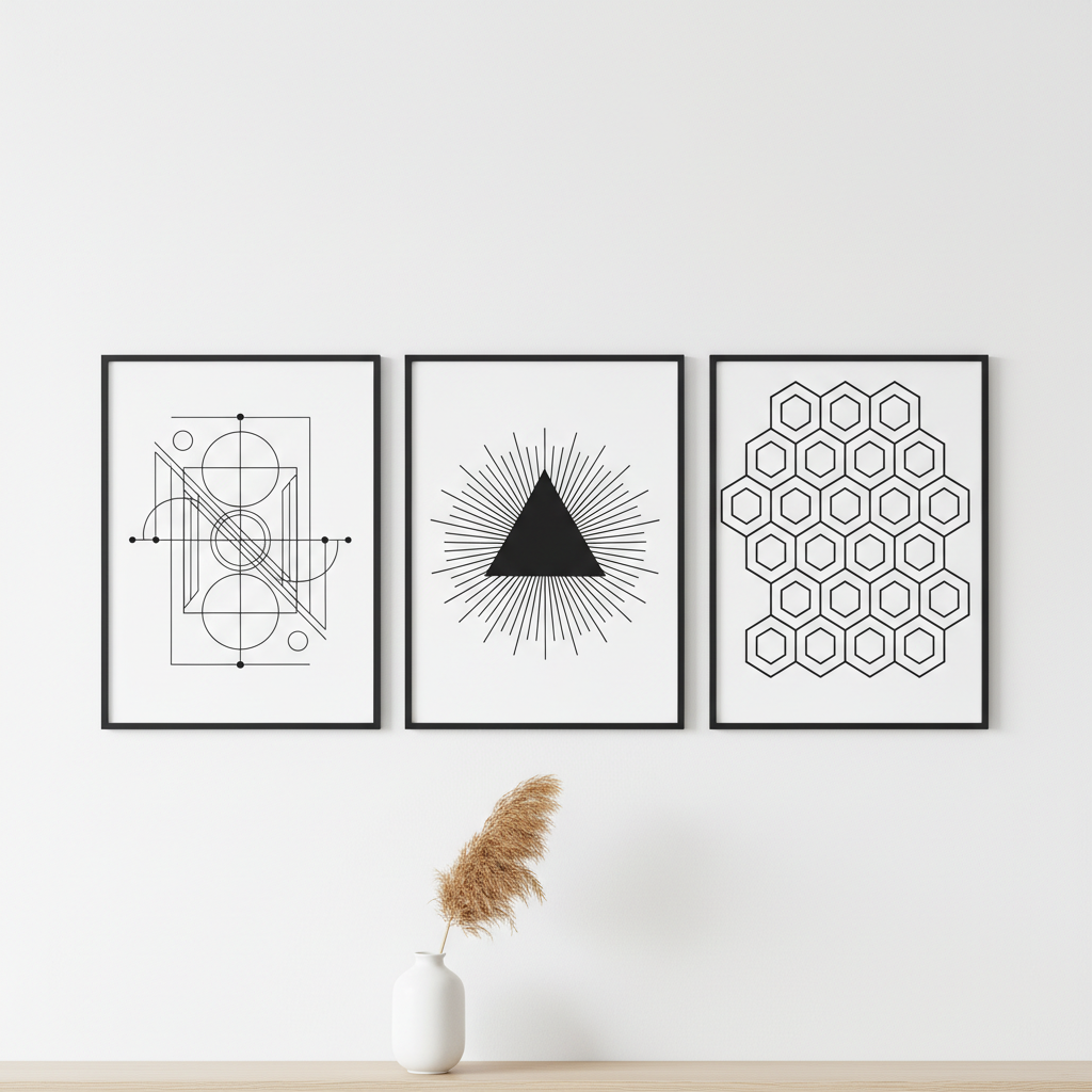 Geometric Wall Art Prints Set of 3