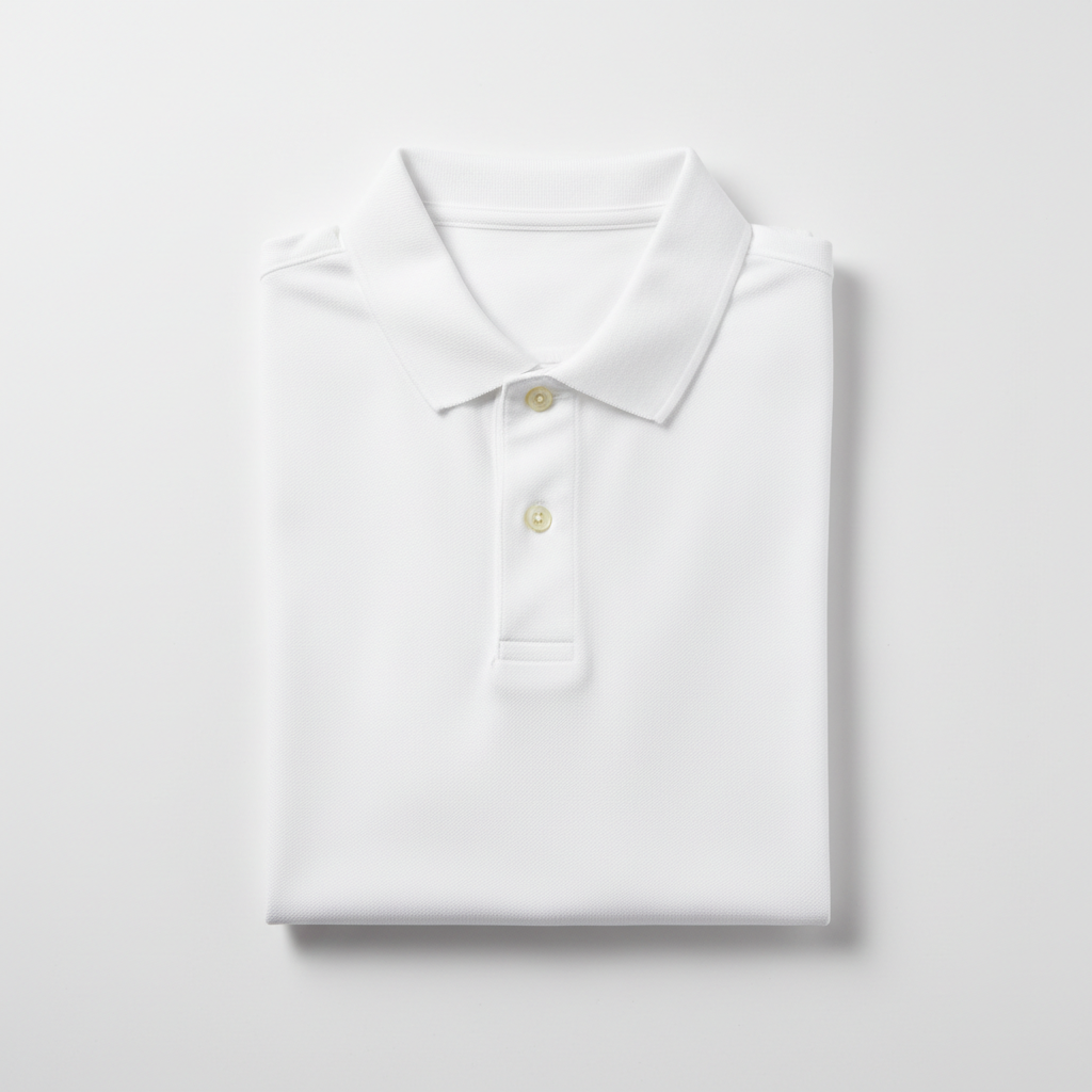 Men's Classic White Polo Shirt on white background